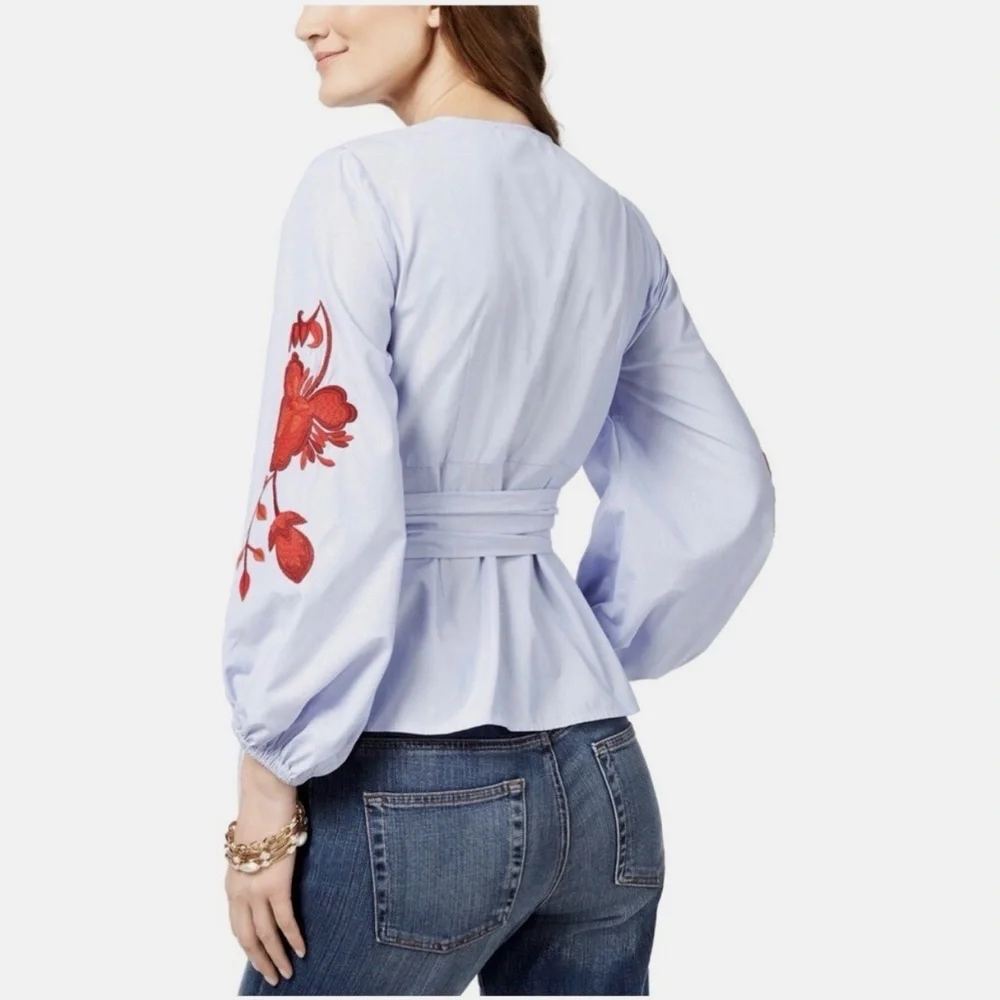 INC International Concepts NWOT Embroidered Wrap Blouse - Picture 2 of 8